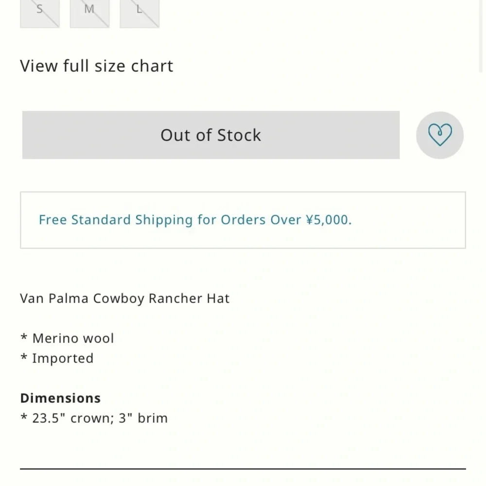 Anthropologie Van Palma Ezra cowboy hat new without tags size 58